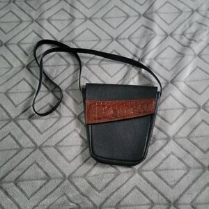 Unbranded Leather Crossbody Shoulder Purse Black Brown